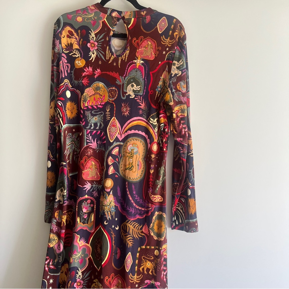 FARM Rio Rio Multicolor Artsy Surreal Land Long Sleeve Maxi Dress Size XL NWT - Picture 6 of 16